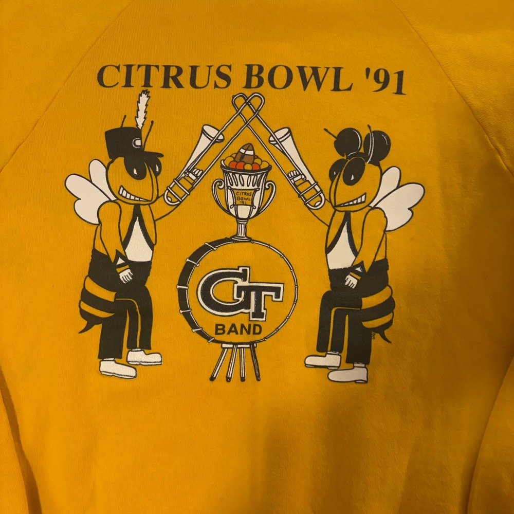 Vintage 90s Georgia Tech University 1991 Citrus Bowl Band Crewneck Sweatshirt Lg - Picture 5 of 8